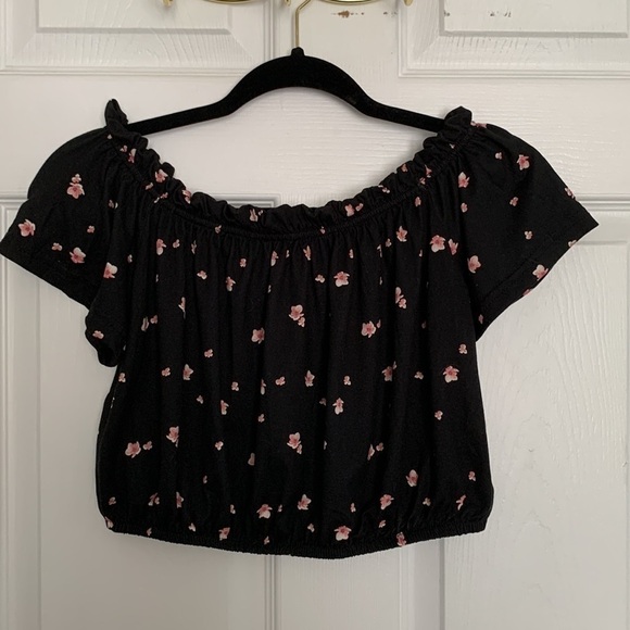 Lovely Bubbly Cropped Black & Pink Shirt Size S # - Picture 2 of 5